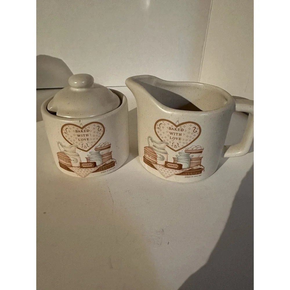 Baked With Love Creamer & Sugar Set Tan1989 Stoneware House Of Lloyd Vintage